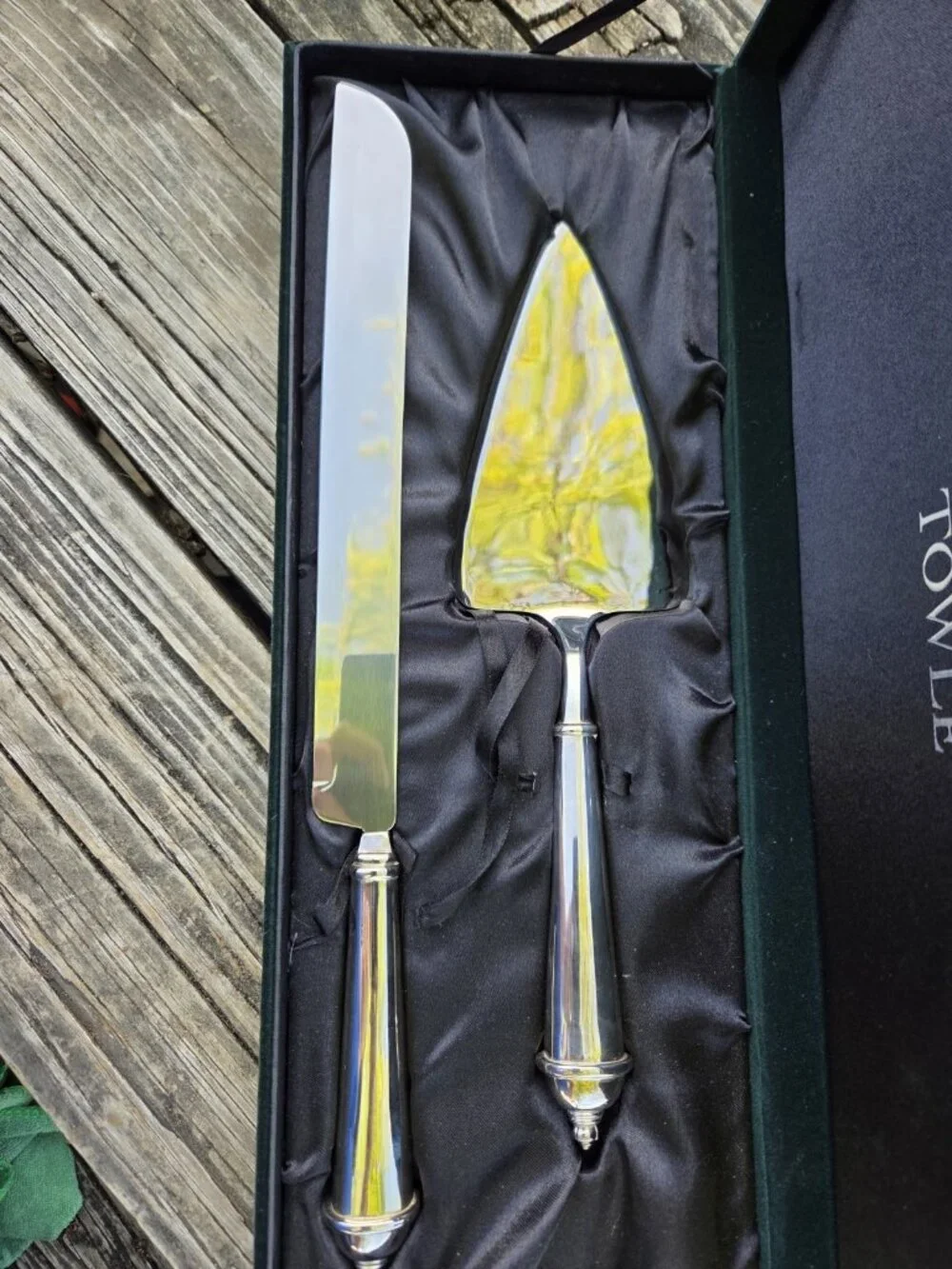 Vintage Boxed Set Towle Silverplate Cake Pie & Knife Server Wedding Anniversary